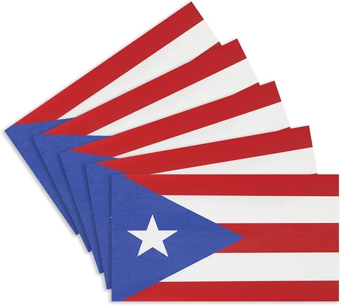 CANTENDO 5Pcs Puerto Rico Flag Decal Sticker - Puerto Ricans Flags Reflective Vinyl Car Stickers - for Car Window Bumper Waterproof Sticker (2.5 x 4.5 Inch)