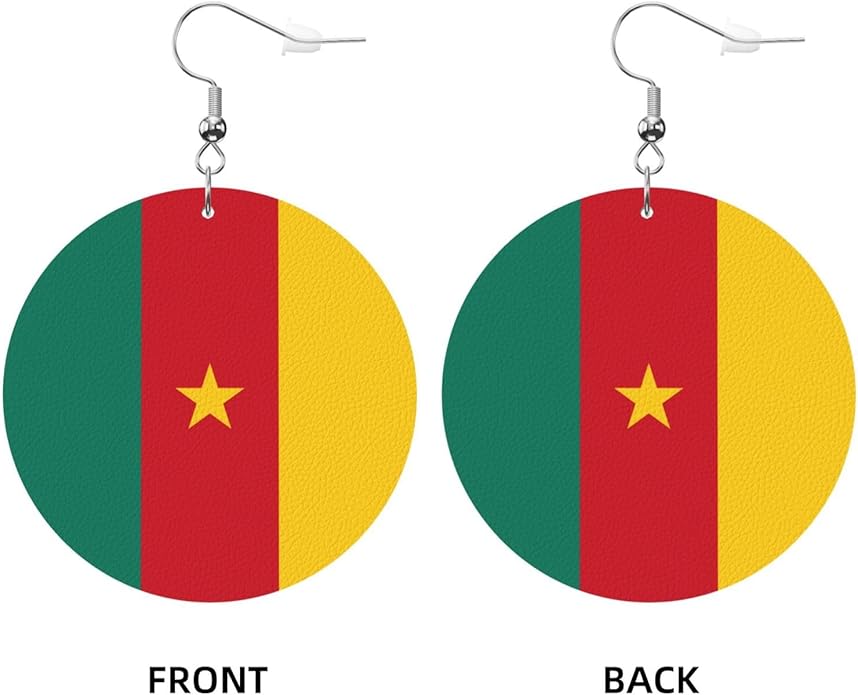 Round Faux Leather Earrings for Women Lightweight Double-Side Printed Drop Dangle Earring for Festival Party Gift