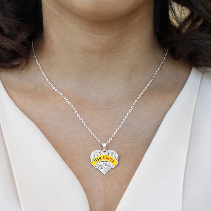 Inspired Silver - Silver Pave Heart Charm 18 Inch Necklace with Cubic Zirconia Jewelry