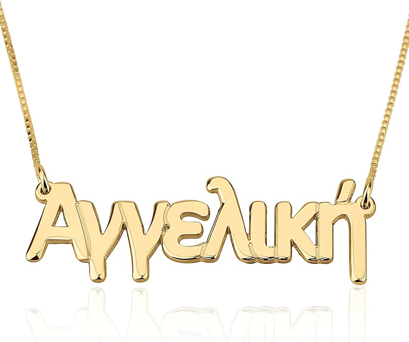 RESVIVI Personalized Name Necklace in Diferent Language Custom English Chinese Arabic Greek Hebrew Japanese Korean Russian Hindi Name Pendant Necklace