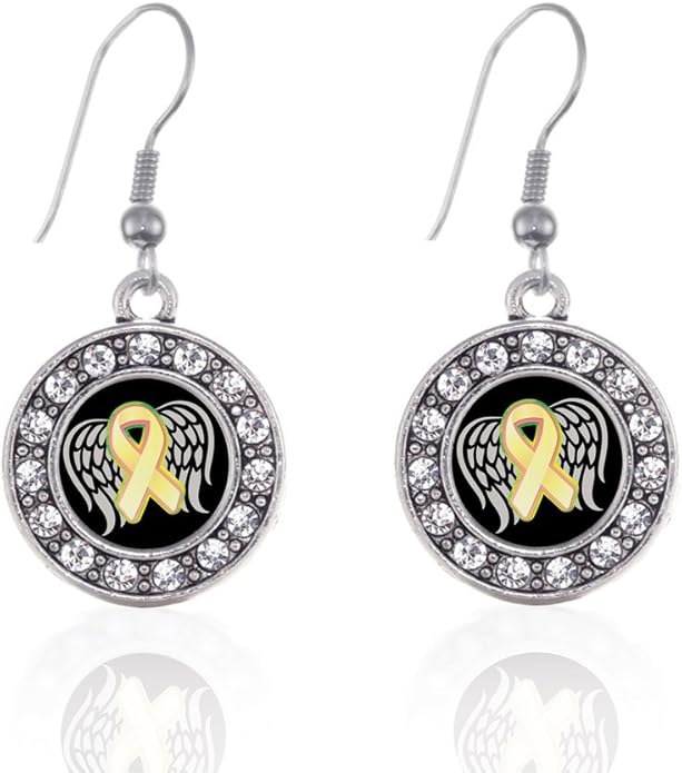 Inspired Silver - Silver Circle Charm French Hook Drop Earrings with Cubic Zirconia Jewelry