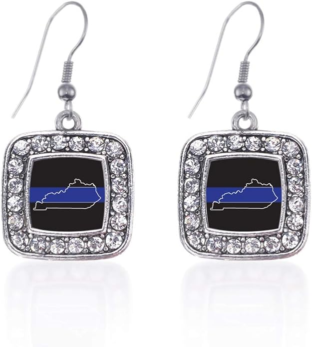 Inspired Silver - Silver Square Charm French Hook Drop Earrings with Cubic Zirconia Jewelry