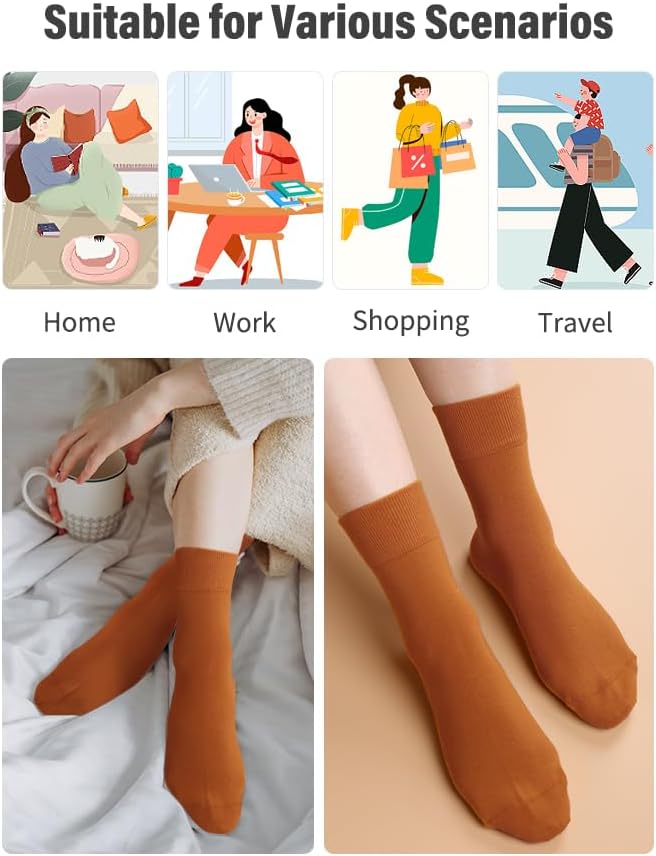 FGZ Women Thin Cotton Socks Soft Cozy Socks Cute Ankle Crew Socks 5 Pairs