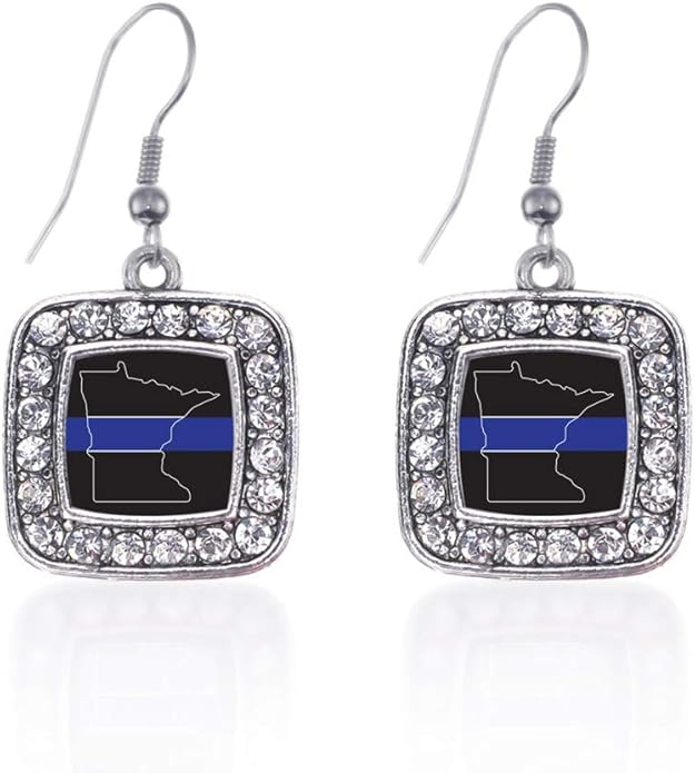 Inspired Silver - Silver Square Charm French Hook Drop Earrings with Cubic Zirconia Jewelry