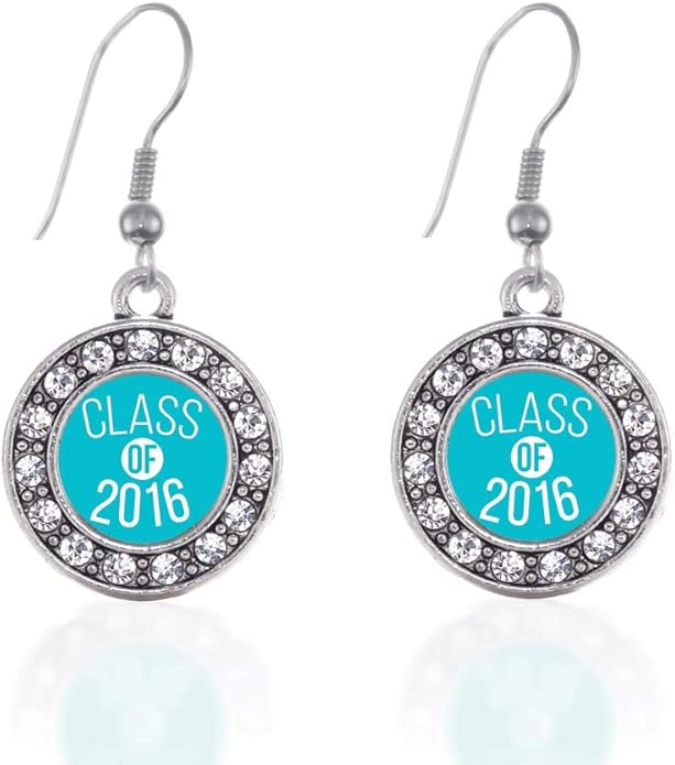 Inspired Silver - Silver Circle Charm French Hook Drop Earrings with Cubic Zirconia Jewelry