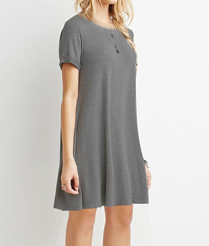 MOLERANI Women's Casual Plain Simple T-Shirt Loose Dress