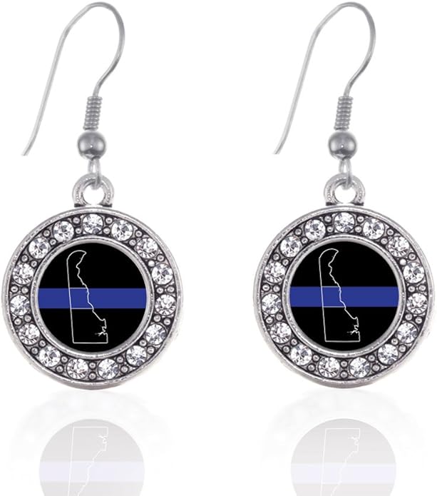 Inspired Silver - Silver Circle Charm French Hook Drop Earrings with Cubic Zirconia Jewelry