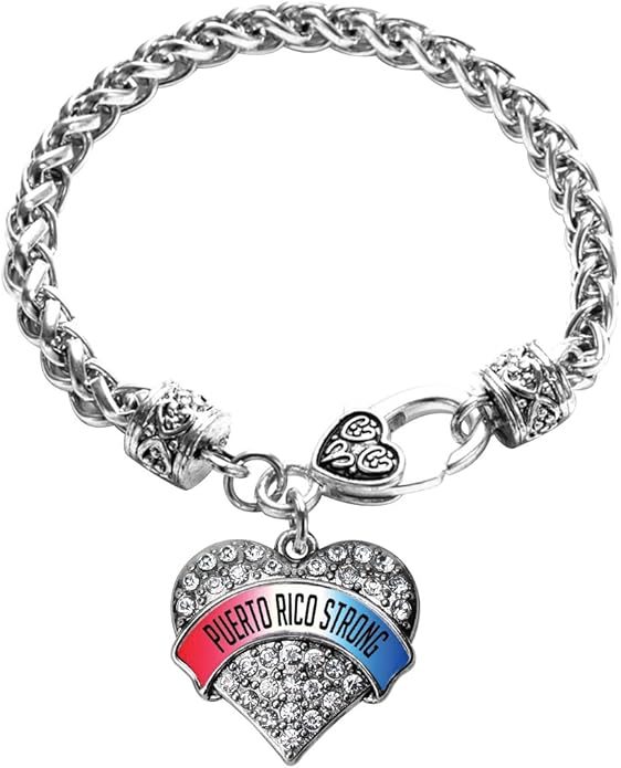 Inspired Silver - Silver Pave Heart Charm Bracelet with Cubic Zirconia Jewelry