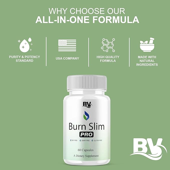 BLUE VIBE Burn Slim Pro Capsules, BurnSlim Advanced Maximum Strength Overall Health & Wellness Support Supplement, Burn Slim Premium All Natural Daily Health Support Formula (5 Pack - 300 Capsules)