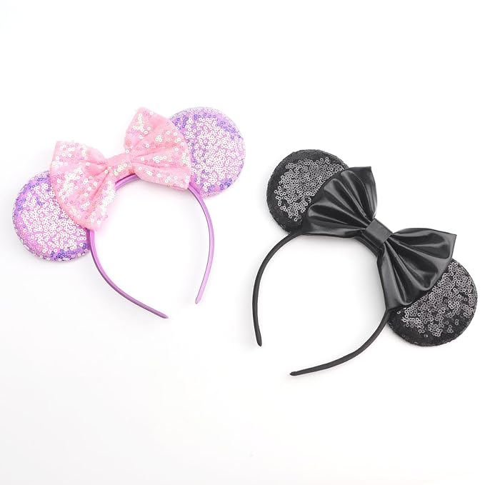 DRESHOW Mouse Ears Bow Headbands Glitter Party Decoration Cosplay Costume for Women