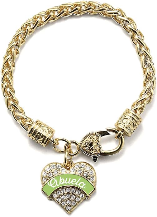 Inspired Silver - Gold Pave Heart Charm Bracelet with Cubic Zirconia Jewelry
