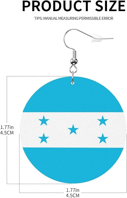 Round Faux Leather Earrings for Women Lightweight Double-Side Printed Drop Dangle Earring for Festival Party Gift