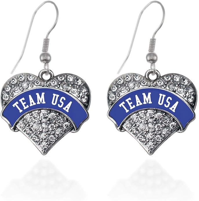 Inspired Silver - Silver Pave Heart Charm French Hook Drop Earrings with Cubic Zirconia Jewelry