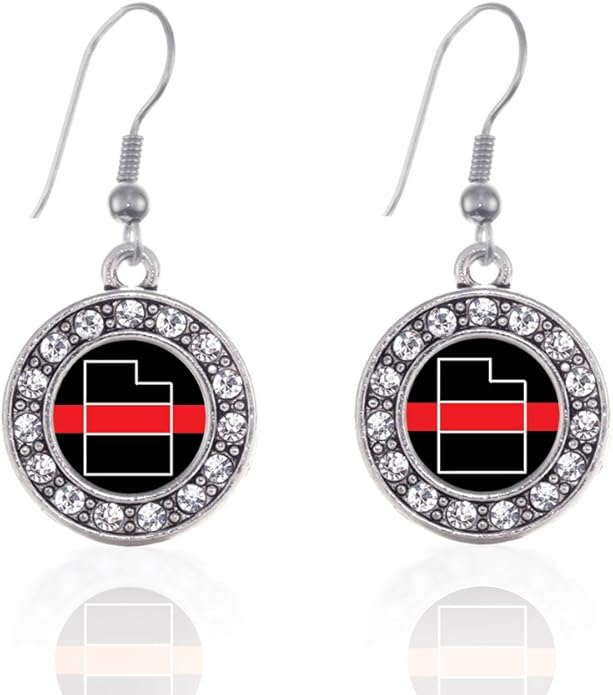 Inspired Silver - Silver Circle Charm French Hook Drop Earrings with Cubic Zirconia Jewelry