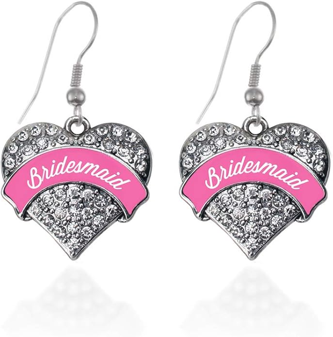 Inspired Silver - Silver Pave Heart Charm French Hook Drop Earrings with Cubic Zirconia Jewelry
