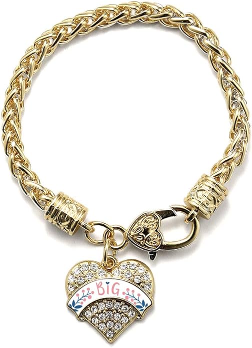 Inspired Silver - Gold Pave Heart Charm Bracelet with Cubic Zirconia Jewelry