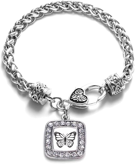 Inspired Silver - Silver Square Charm Bracelet with Cubic Zirconia Jewelry