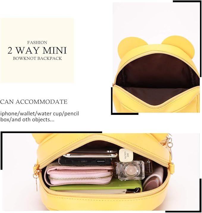 KL928 Girls Mini Backpack Bowknot Polka Dot Cute Small Daypacks Convertible Shoulder Bag Purse for Women