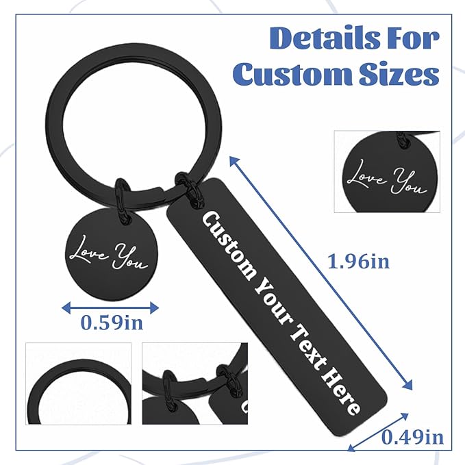 KBPTM Customized Double Sided Keychain - Personalized Engraved Text/Number/Name Keychain, Custom Key chain Gift for Boyfriend