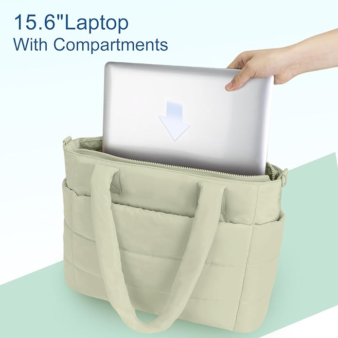 Tote Bag for Women Puffer Tote Bag Large Nurse Bags Shoulder Handbag with Zipper for Work Travel