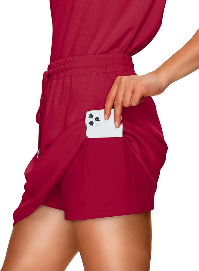 WIHOLL Two Piece Skirt Sets for Women Summer Vacation Outfits Tennis Skirt Crew Neck Top Versatile Lounge Sets