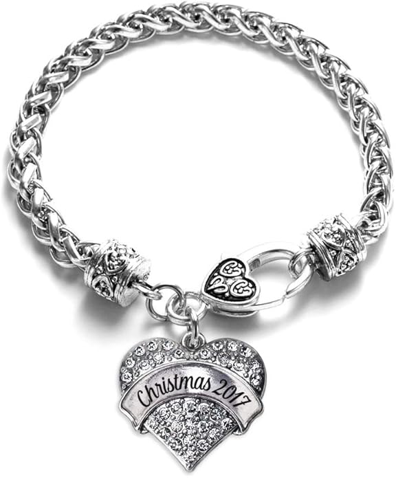 Inspired Silver - Silver Pave Heart Charm Bracelet with Cubic Zirconia Jewelry