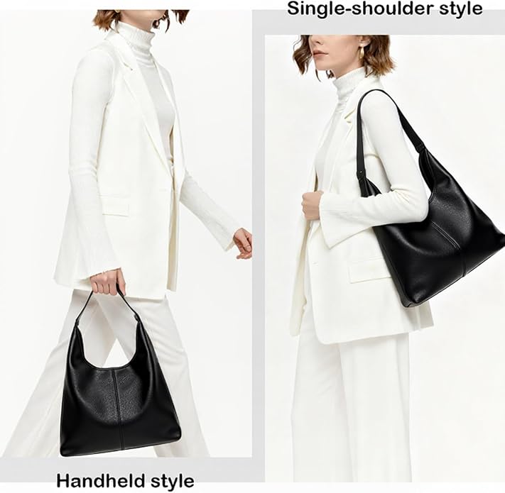 Hobo Bag for Women, Easygoing Soft Vegan Leather Shoulder Handbag Tote Purse, Spacious Work Tote, Crossbody Bag for Daily Use