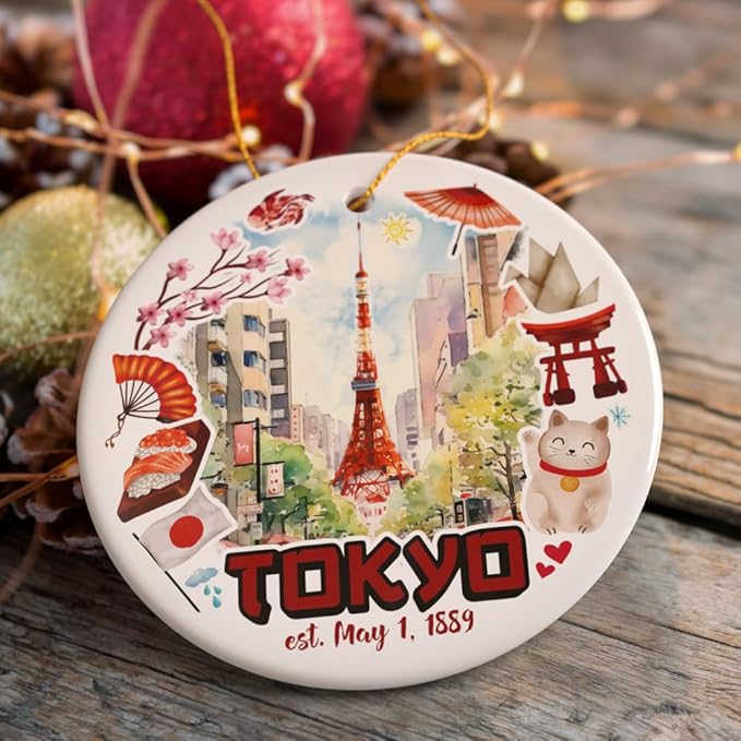 Artistic Tokyo Cultural Heritage Ornament, Japanese Style Timeless Zen Keepsake