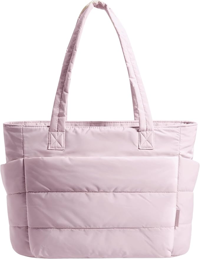 BAGSMART Tote Bag for Women, Lightweight Puffy Tote Bag with Compartments Shoulder Bag Handbag for Travel, Work, Gym | Lightweight, Puffy, Tote Bag with Compartments, Quilted, for Travel, Work