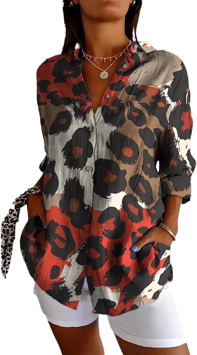 Fashion Summer Shirts Oversized V Neck Basic Vintage Floral Graphic Dressy Button Down Stylish Hawaiian Holiday Outfits