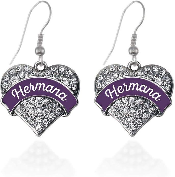 Inspired Silver - Silver Pave Heart Charm French Hook Drop Earrings with Cubic Zirconia Jewelry