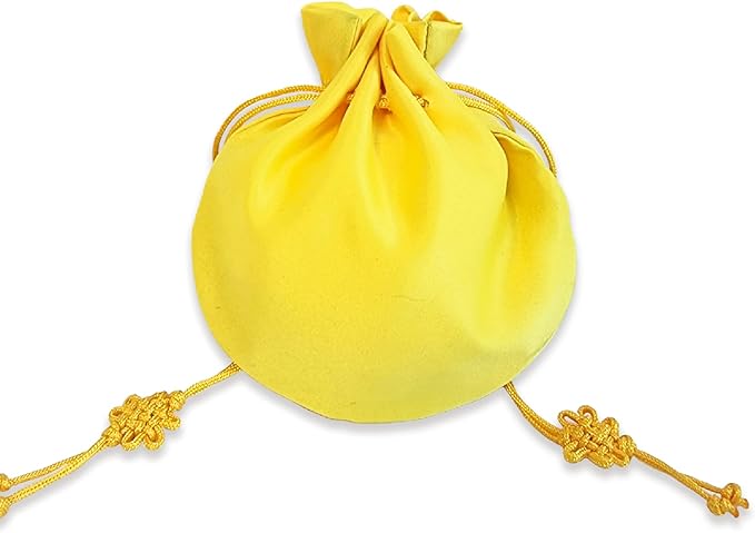 Seoulful Vintage Korean Embroidered Bokjumeoni - Traditional Lucky Pouch - Hanbok Fortune New Year's Gifts Bag (Yellow)