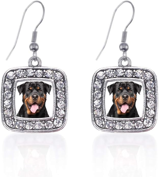 Inspired Silver - Silver Square Charm French Hook Drop Earrings with Cubic Zirconia Jewelry
