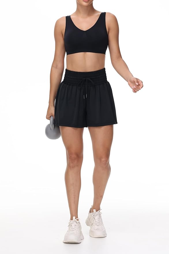 Blaosn Flowy Athletic Shorts for Women Gym Workout Running Short Pants High Waist Skort with Pocket Casual Summer Clothes
