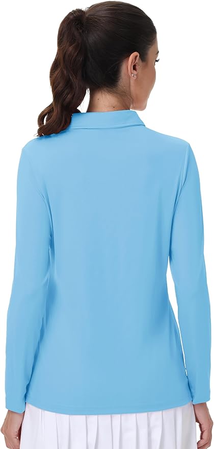MAGCOMSEN Women's Polo Shirts Long Sleeve Golf Shirt Quick Dry UPF 50+ Sun Protection Lightweight Tennis Shirts