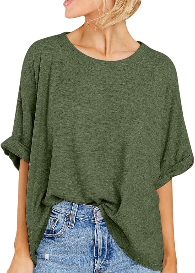 Women Oversized T-Shirt Summer Casual Short Sleeve Loose Tee Tops