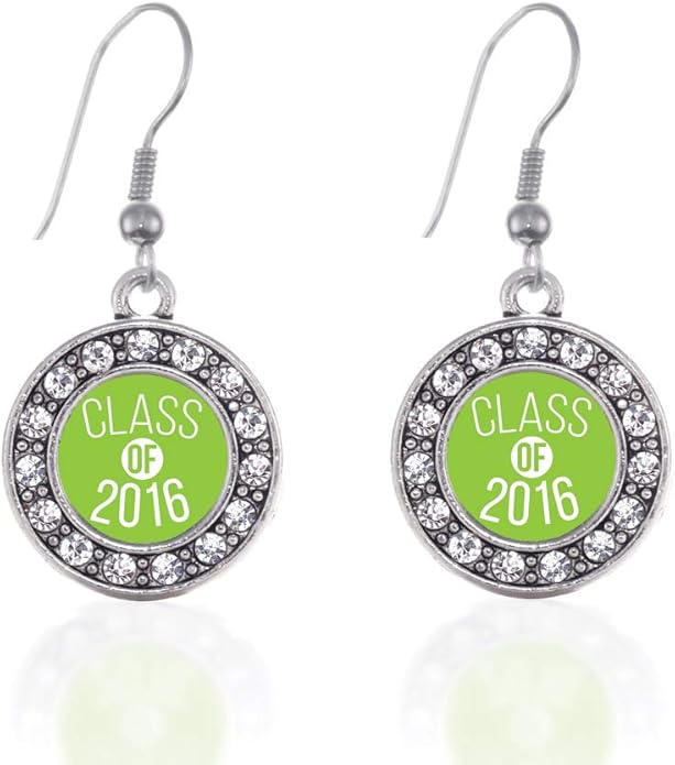 Inspired Silver - Silver Circle Charm French Hook Drop Earrings with Cubic Zirconia Jewelry