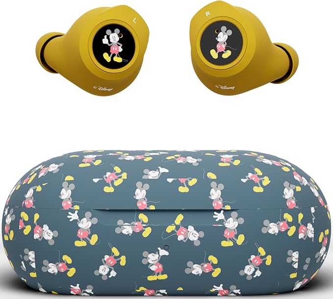 Disney Mickey Mouse Bluetooth Earbuds with Charging Case- Bluetooth Wireless Headset with Built-in Mic and 30 Hours of Playtime- Disneyland Essentials and Disney Gifts for Women and Men of All Ages
