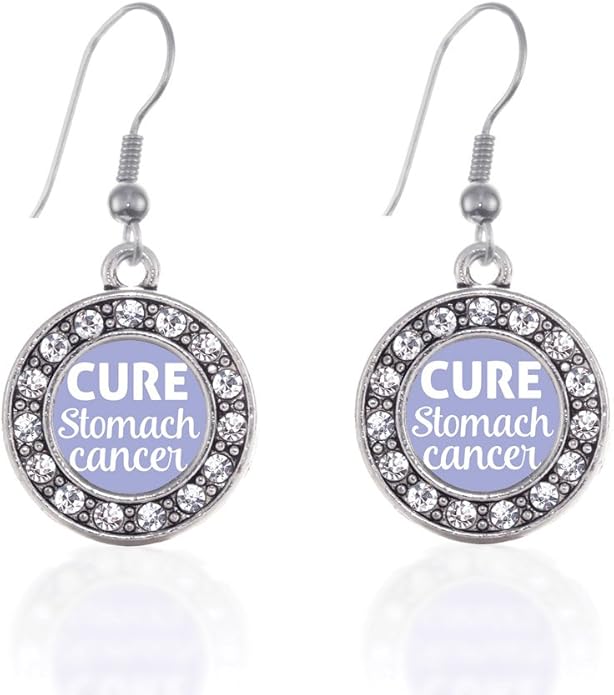 Inspired Silver - Silver Circle Charm French Hook Drop Earrings with Cubic Zirconia Jewelry