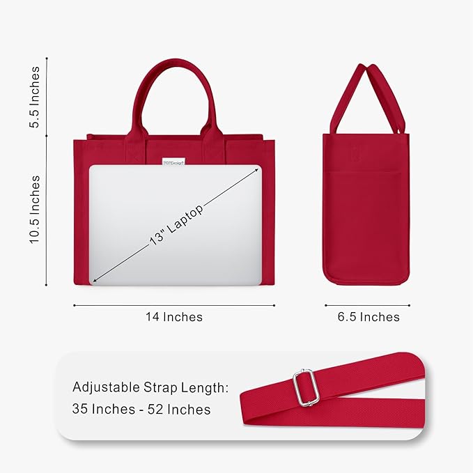 TOPDesign Heavy-Duty Canvas Tote Bag for Women, Adjustable Crossbody/Shoulder Handbag with 9 Pockets, Everything Tote