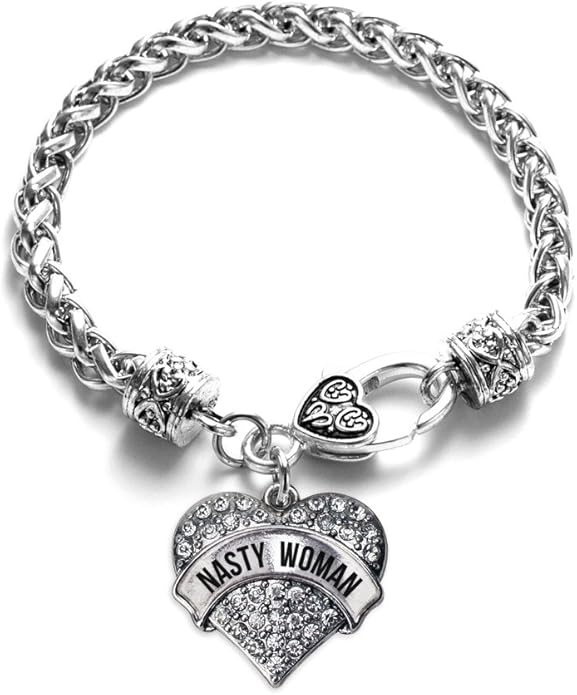 Inspired Silver - Silver Pave Heart Charm Bracelet with Cubic Zirconia Jewelry