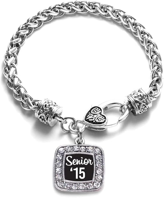 Inspired Silver - Silver Square Charm Bracelet with Cubic Zirconia Jewelry