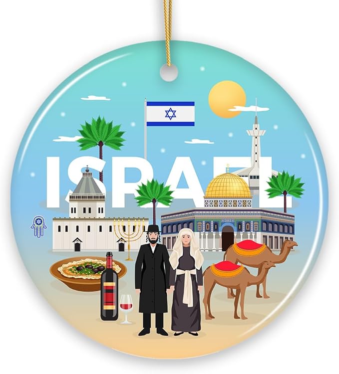 Israel Heritage and Culture Christmas Ornament, Religious Jewish Icons and Star of David