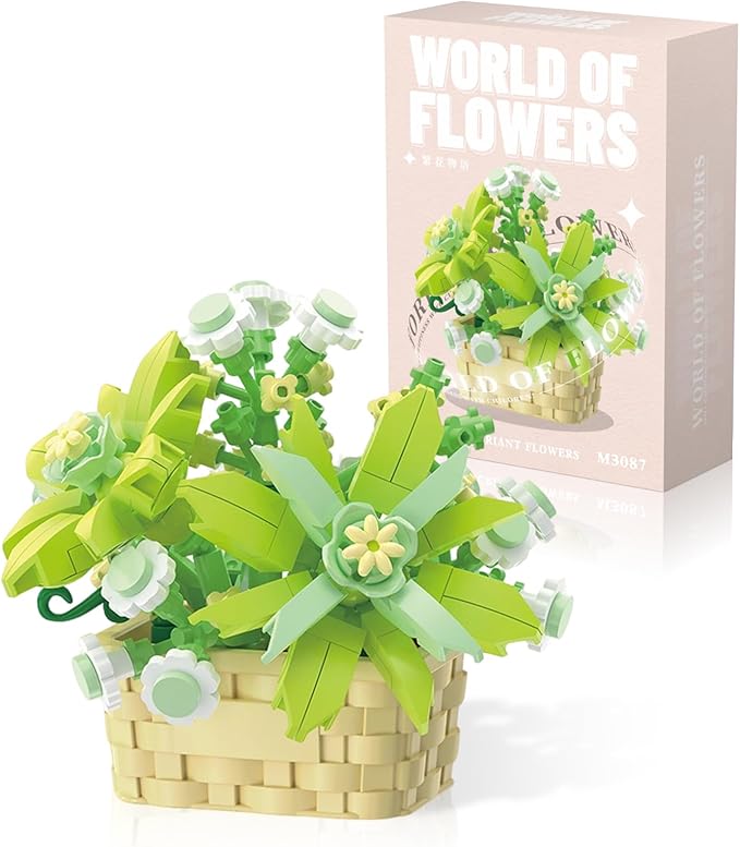 MJDDJA Mini Flowers Building Block Set, Mini Building Blocks, Flower Building Set, Building Block Flowerpot, Mini Bricks Building Sets, Party Favors for Kids Above 10 Years Old(Gardenia 206pcs)