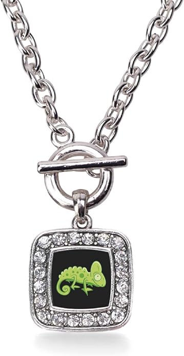 Inspired Silver - Silver Square Charm 18 Inch Necklace with Cubic Zirconia Jewelry