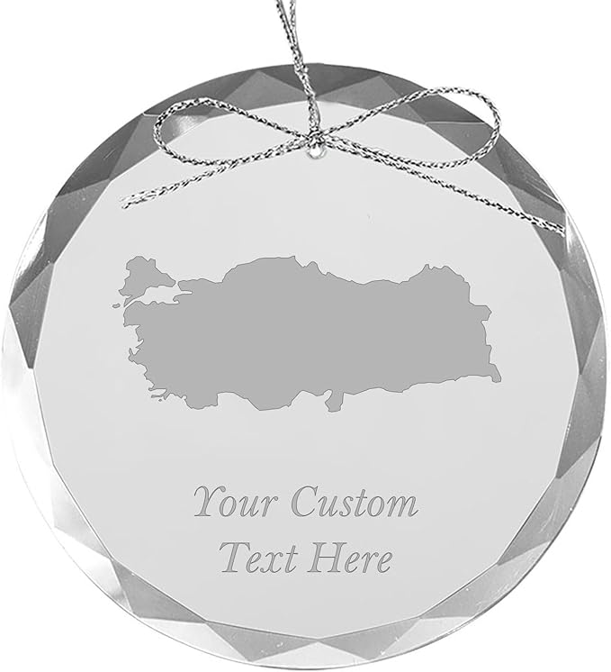 Turkey, Personalized Travel Christmas Ornament – Customized Engraved Glass Keepsake - Custom Family Trip & Vacation, 2024, 2025, 2026, 2027 & Name – Destination Xmas Holiday Ornament