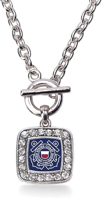 Inspired Silver - Silver Square Charm 18 Inch Necklace with Cubic Zirconia Jewelry