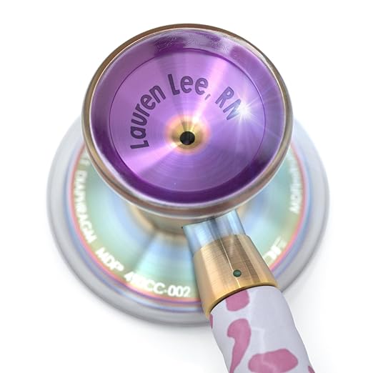 MDF Instruments Rainbow Leopard Kaleidoscope ProCardial Cardiology Stethoscope, Lightweight Titanium, Adult, Dual Head, Rainbow Leopard Tube, Kaleidoscope Chestpiece-Headset, MDF797TRLKL