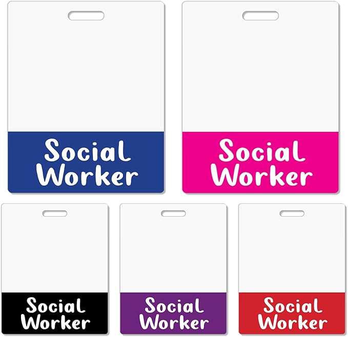 Oversized Social Worker Badge Buddy Card Holder - Horizontal Social Worker Accessories XL Blue Pink Black Purple Red ID Badge Card Holder Name Tags Buddy for Hospital Work