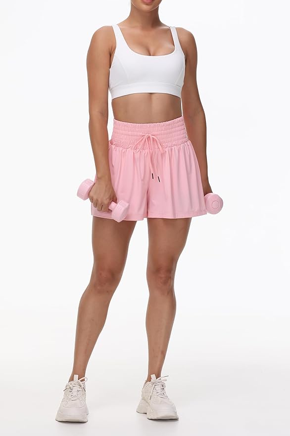 Blaosn Flowy Athletic Shorts for Women Gym Workout Running Short Pants High Waist Skort with Pocket Casual Summer Clothes